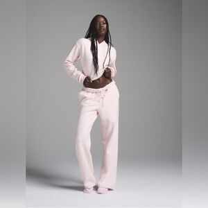 NWT Skims Cotton Fleece Shrunken Pullover Hoodie in Barely Pink, Size Medium